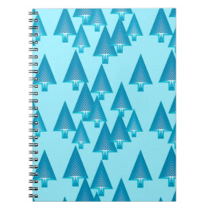 Carnet Sapins de Noël métalliques modernes - bleu ciel