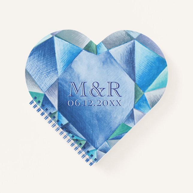 Carnet Sapphire Aquarelle Coeur 45e Anniversaire Mariage (Devant)