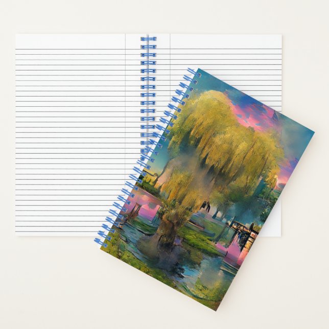 Carnet Saule au coucher du soleil près de l'étang (À l'intérieur)