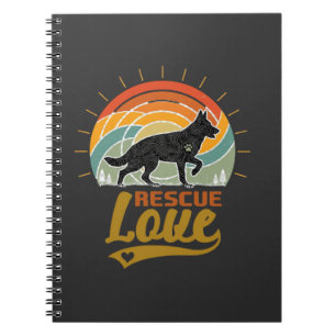 Carnet Sauver Amour Chien Rétro Coucher de soleil Arbres