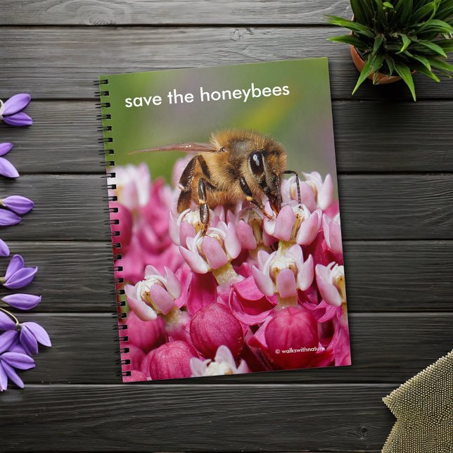 Carnet Sauvez les abeilles domestiques Pollinant Narrowle (Honeybee Pollinating the Milkweed Journal Cover Photo)