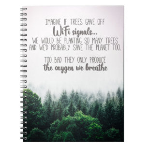 Carnet Sauvez l'oxygène des arbres avec une image de forê