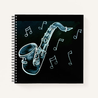 Carnet Saxophone et notes de musique