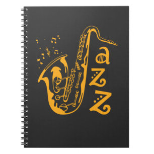 Carnet Saxophone Player Jazz Music Notes musicales
