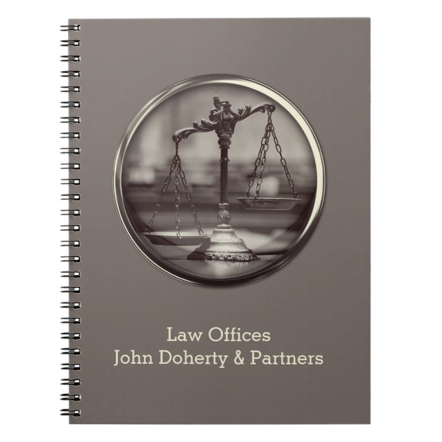 Carnet Scales de justice de Sepia personnalisables | Avoc (Devant)