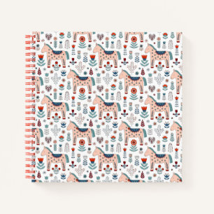 Carnet Scandinave Horse Folk Art Motif