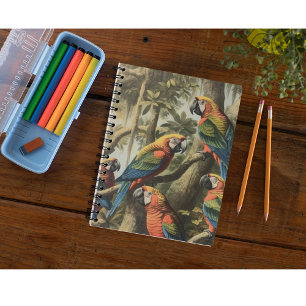 Carnet Scène botanique vintage perroquets colorés dans un