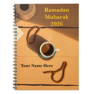 Carnet Scène de bureau chaleureuse avec Tasbih marron