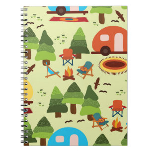 Carnet Scène de camping, motif vintage sans couture