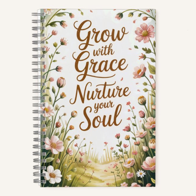 Carnet Scène De Chemin De Jardin Croissance Avec Citation (Recto)