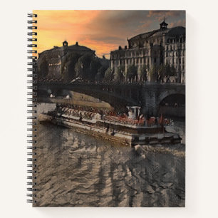 Carnet Scène de coucher de soleil sur la ville de Paris,