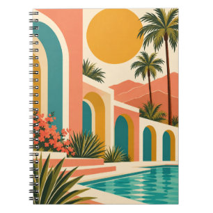 Carnet Scène de piscine rétro Palm Springs