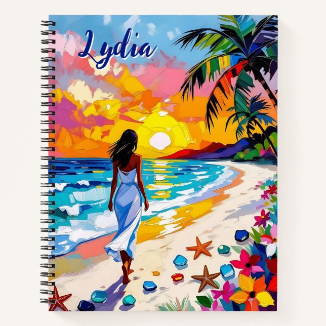 Carnet Scène de plage abstraite de coucher de soleil vibr (Devant)