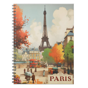 Carnet Scène de rue vintage Paris Tour Eiffel