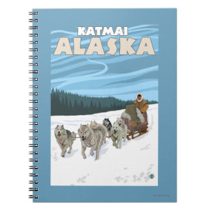 Carnet Scène de traînée de chien - Katmai, Alaska