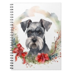 Carnet Schnauzer Christmas Wreath Festive Pup