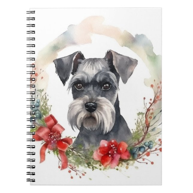 Carnet Schnauzer Christmas Wreath Festive Pup (Devant)