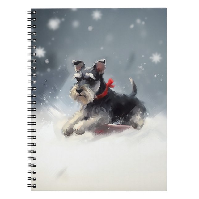 Carnet Schnauzer miniature neige de Noël hiver (Devant)