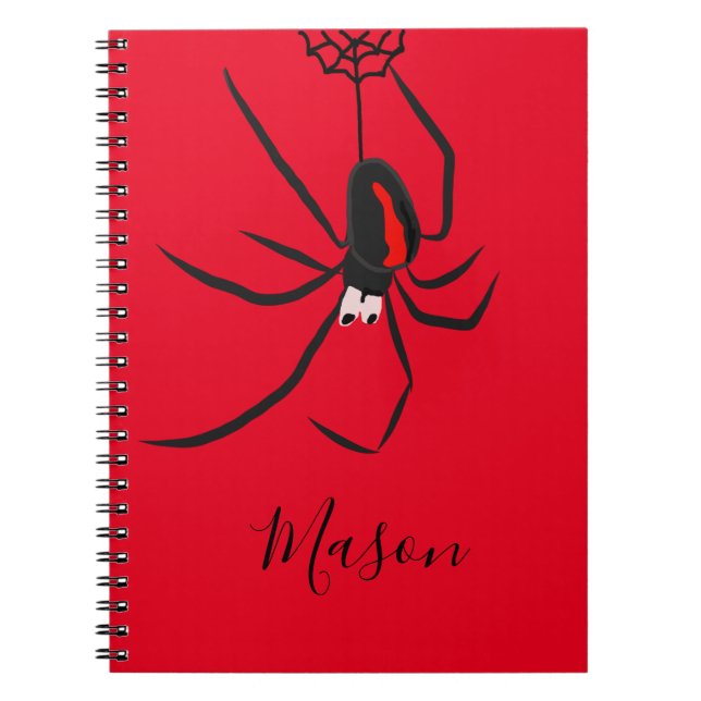 Carnet School Red Back Spider Fun Nom personnalisé (Devant)
