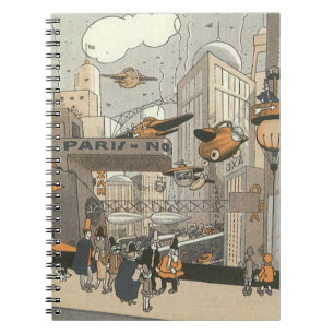Carnet Science-fiction urbaine vintage Paris, Steampunk