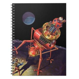 Carnet Science-fiction vintage Astronaute avec Robot Alie