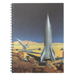 Carnet Science-fiction vintage de planète désertique avec