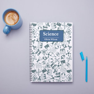 Carnet Science illustrative bleu et blanc