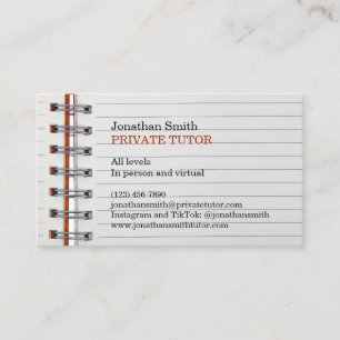 Carnet scolaire Carte de visite du tuteur privé