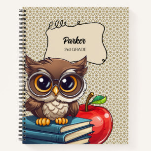Carnet scolaire de la Chouette de livre d'étudiant
