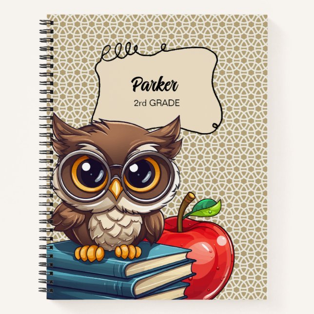Carnet scolaire de la Chouette de livre d'étudiant (Devant)