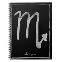 Carnet Scorpio martelé argent stylisé symbole astrologie