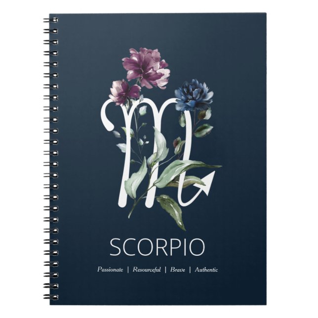 Carnet Scorpio moderne Floral Zodiac Star Sign (Devant)