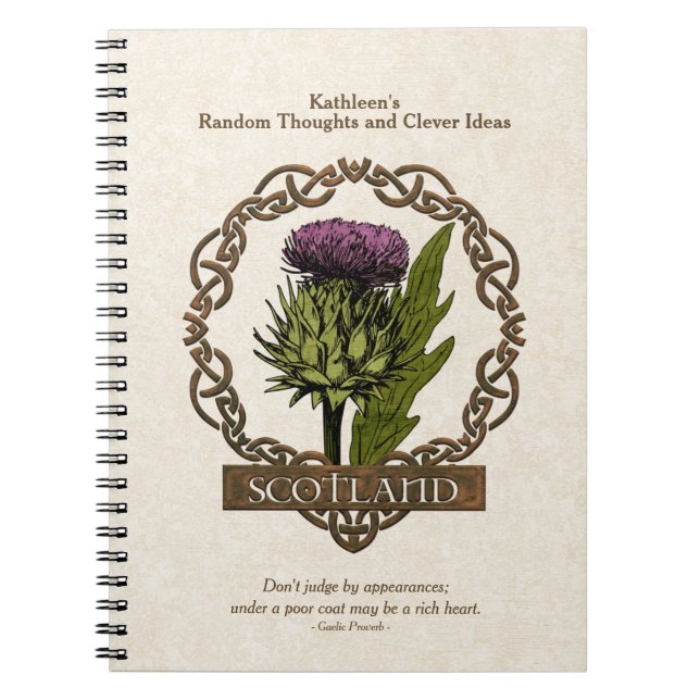 Carnet Scotland Scottish Thistle Gold Celtic Knots (Devant)