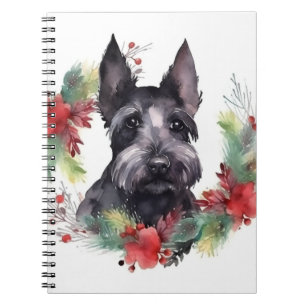 Carnet Scottish Terrier Christmas Wreath Festive Pup