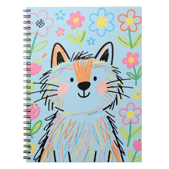 Carnet Scribble Cat Bleu (Devant)