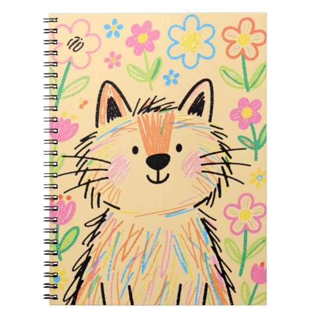 Carnet Scribble Cat Jaune Crème Doux (Devant)