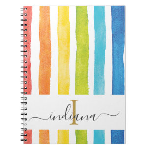 Carnet Script cursif de bande arc-en-ciel