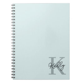 Carnet Script de Monogramme bleu aquatique moderne
