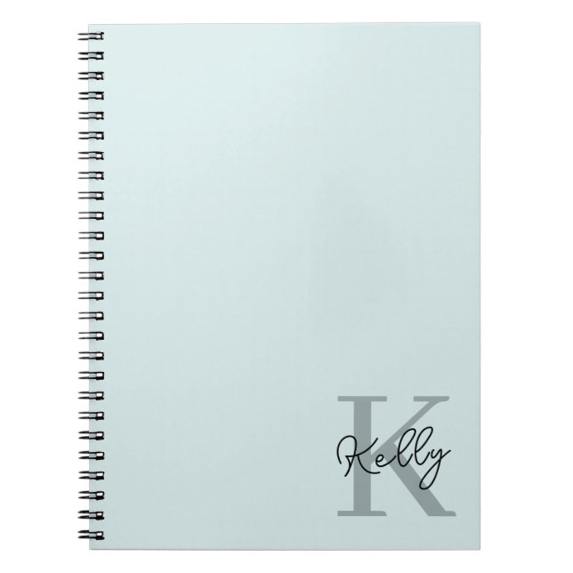 Carnet Script de Monogramme bleu aquatique moderne (Devant)
