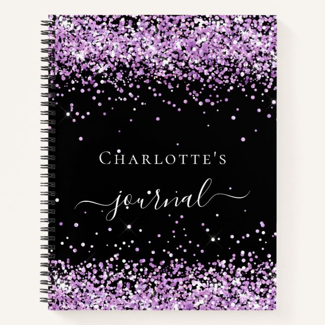 Carnet Script de nom violet violet noir (Devant)