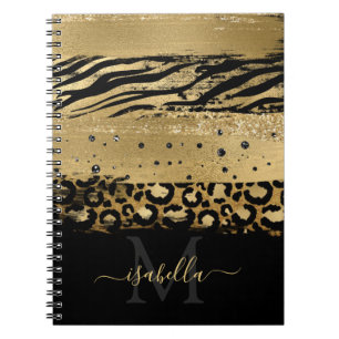 Carnet Script de Parties scintillant d'or moderne Monogra
