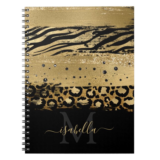 Carnet Script de Parties scintillant d'or moderne Monogra (Devant)