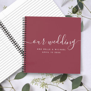 Carnet Script élégant moderne Bourgogne Rouge Mariage inv