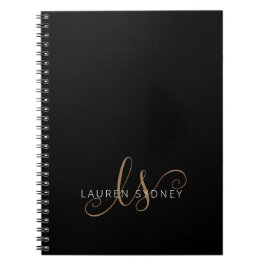 Carnet Script féminin Black Gold moderne Monogramme