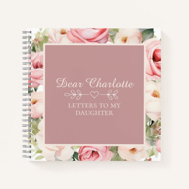 Carnet Script floral Rose poussiéreux | Lettres à ma fill (Devant)