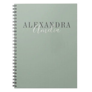 Carnet Script Minimaliste Bohème Vert Sauge Personnalisé