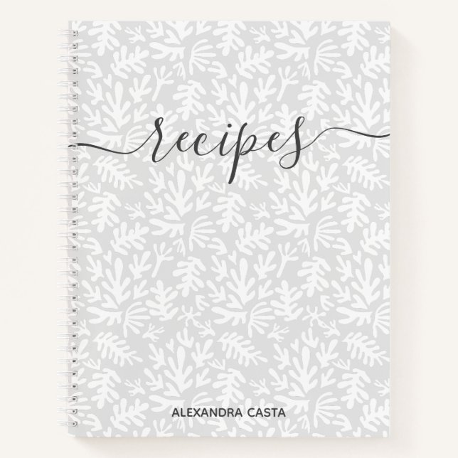 Carnet Script minimaliste moderne Botanique Custom Recett (Devant)