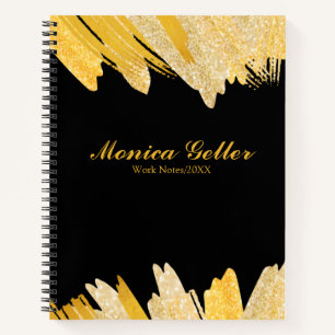 Carnet Script moderne élégant Noir Gold Nom Thème