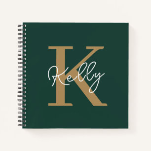 Carnet Script moderne Emerald Green Gold