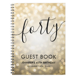 Carnet Script moderne Gold Lights 40th Birthday GUEST LIV
